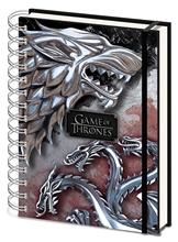 Poznánkový A5 blok Game of Thrones Hra o Trůny: Stark & Targaryen (14,8 x 21 cm) kroužková vazba