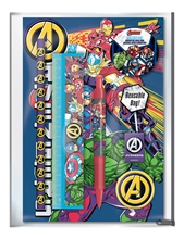 Set školních potřeby Marvel: Avengers Burts (pravítko, guma, tužka, ořezávátko, propiska)