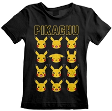 Dětské tričko Pokémon: Pikachu Faces (7-8 let) černá bavlna