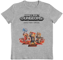 Dětské tričko Minecraft: Dungeons (7-8 let) šedá bavlna