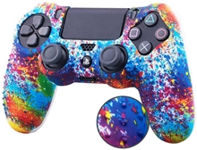 Silicone controller cover + 2 black rubber bands for joysticks - coloured (PS4)
